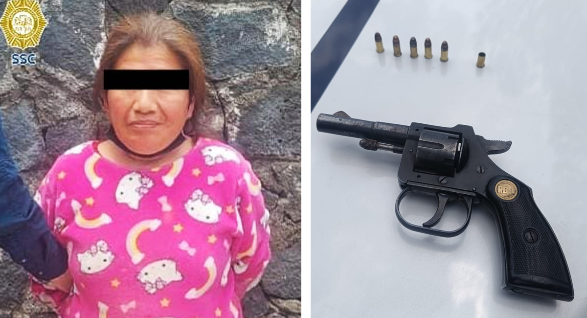 La mujer detenida y el arma utilizada durante el crimen