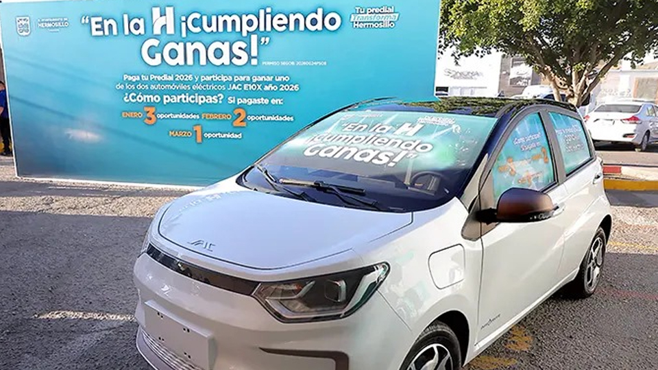 Gobierno de Hermosillo sorteará dos carros eléctricos para contribuyentes del predial 2026