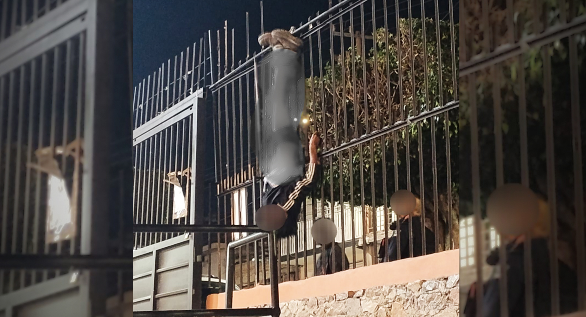 La ropa del presunto ladrón se atoró de la barras metálicas de la barda