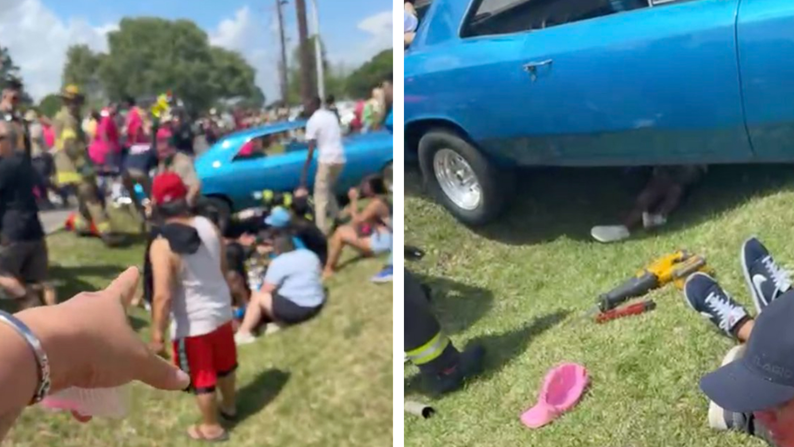 El auto involucrado es uno estilo clásico en color azul