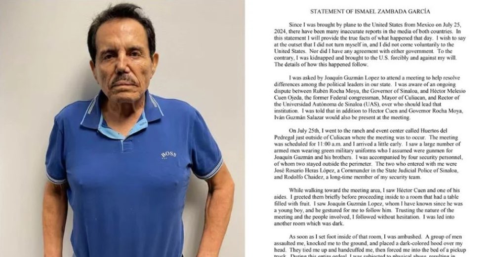 'Mayo' Zambada ya había vinculado a Rocha Moya con 'Los Chapitos' en una carta en 2024.