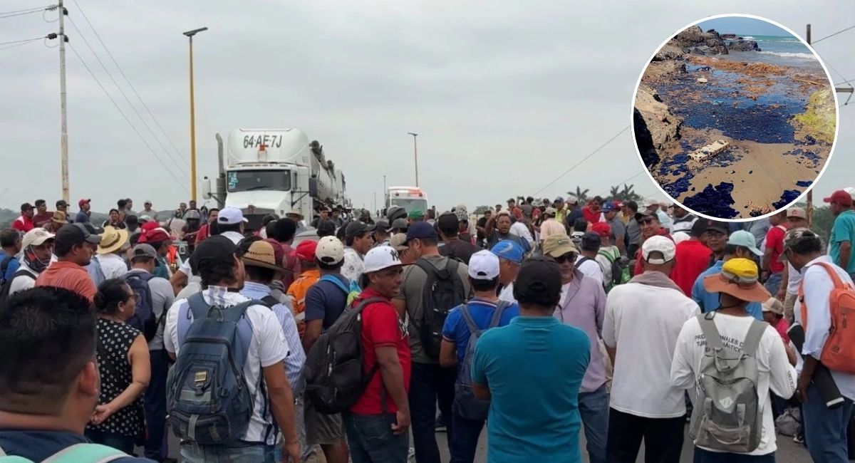 Pescadores de Veracruz bloquean vías; exigen apoyos económicos por derrame de hidrocarburo
