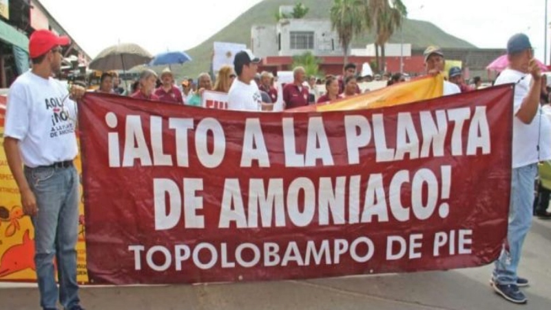 Indígenas bloquean construcción de planta de amoniaco en Topolobampo