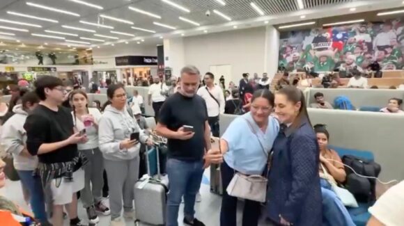 VIDEO: Claudia Sheinbaum arriba Madrid; así la recibieron los mexicanos en España