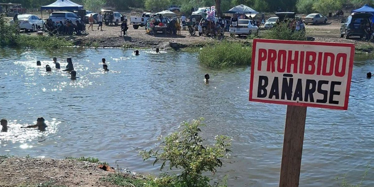 Las autoridades instalaron letreros pidiendo no meterse a bañar