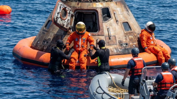 Así se vivió el aterrizaje de los astronautas de la cápsula Orión de la Misión Artemis II