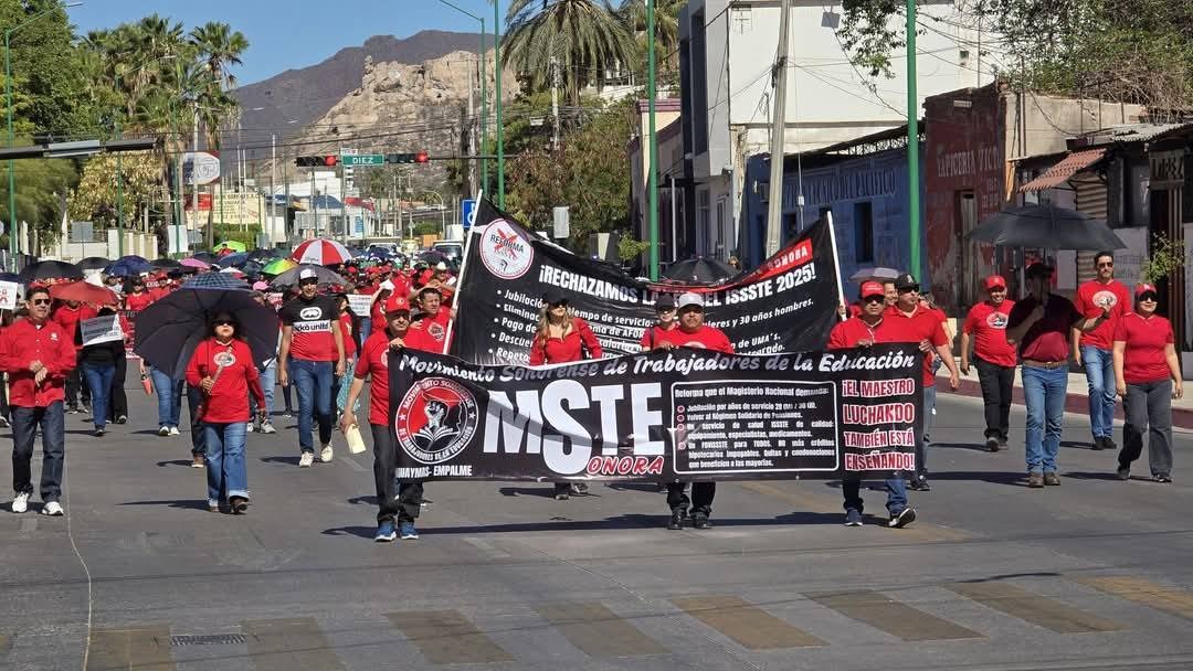 Maestros insisten en abrogar Ley del Issste en Guaymas