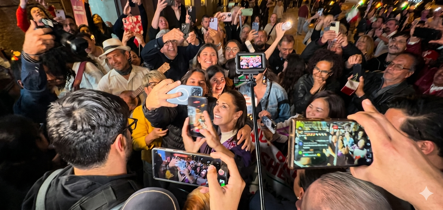 "¡Es un honor estar con Claudia hoy!": Entre cantos y vitores mexicanos reciben a Sheinbaum en Barcelona