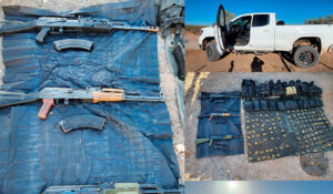 Hallan camioneta del crimen organizado al norte de Sonora; contenía armas largas y equipo táctico