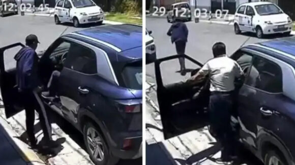 VIDEO: Asaltante dispara por error al intentar guardar su pistola en medio de huida en Edomex