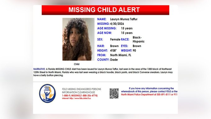 Autoridades de Florida emiten alerta por desaparición de adolescente colombiana de 15 años en Miami.