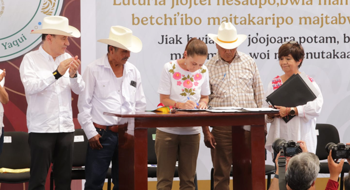 Sheinbaum firma nuevo decreto de restitución territorial para el pueblo yaqui