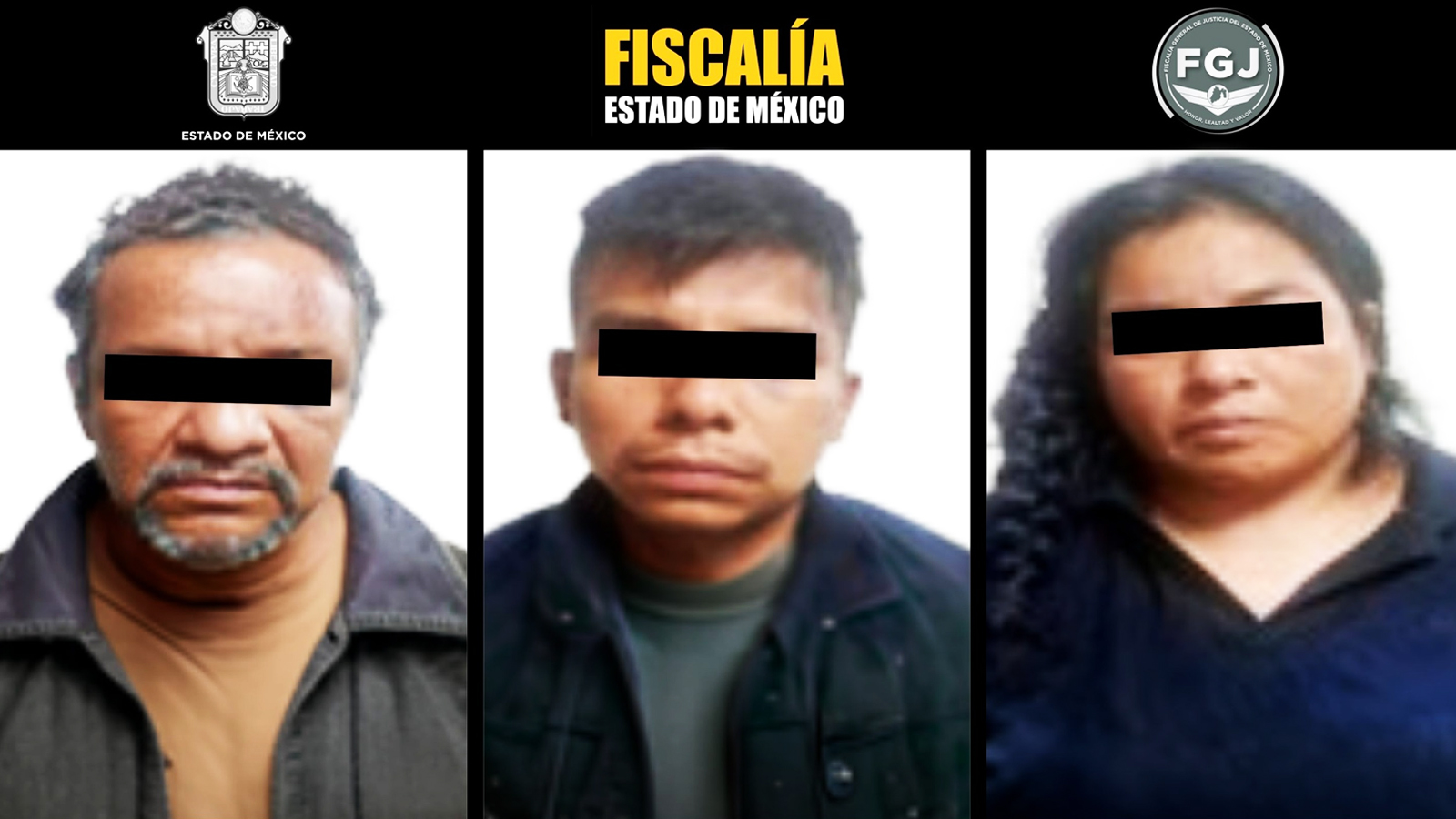 Los tres detenidos, Carla Graciela 'N', Ismael 'N' y Gildardo 'N'