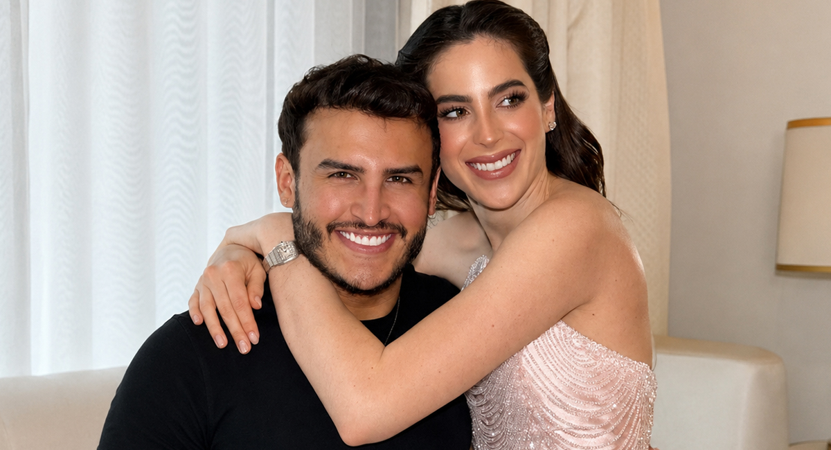 El estilista, Giovanni Laguna y la ganadora de Miss Universo, Fátima Bosch