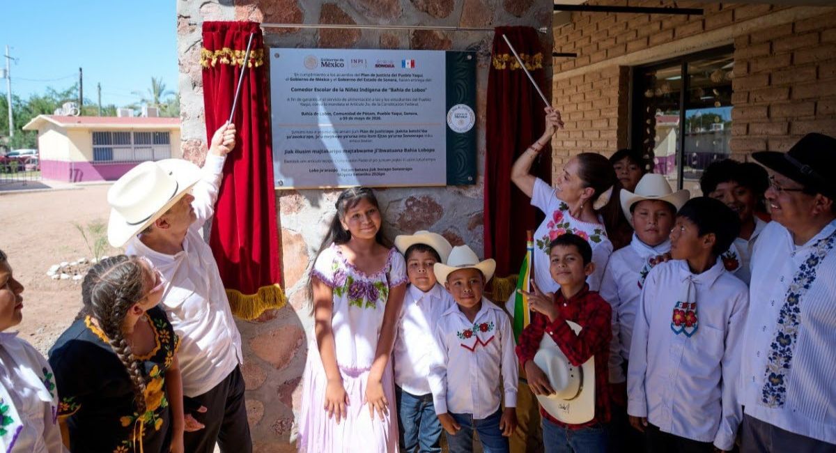 Durazo y Sheinbaum inauguran comedor escolar para la niñez indígena en Bahía de Lobos