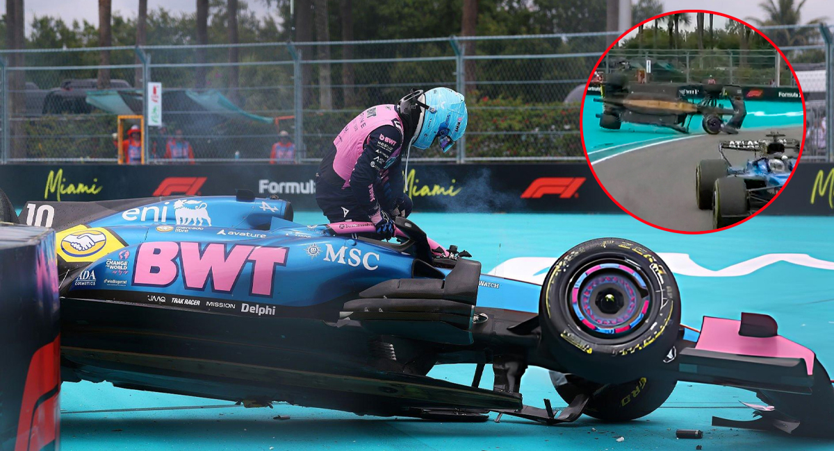 Pierre Gasly sufrió un aparatoso accidente que lo dejó fuera del Gran Premio de Miami en las primeras vueltas