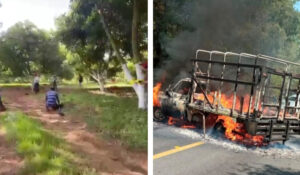 Enfrentamiento entre policías y sicarios deja bloqueos carreteros y quema de vehículos en Michoacán