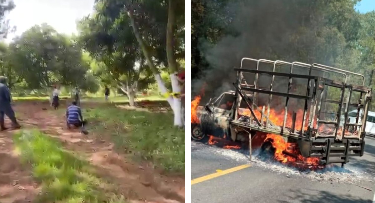 Enfrentamiento entre policías y sicarios deja bloqueos carreteros y quema de vehículos en Michoacán