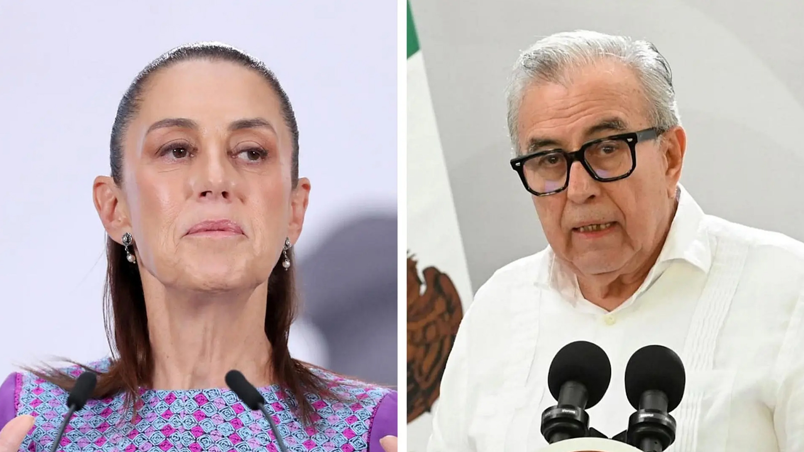 La presidenta Claudia Sheinbaum y el gobernador con licencia, Rubén Rocha Moya