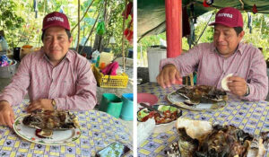 Polémica en Tabasco: Antonio Silván, dirigente de Morena, presume banquete de tortuga protegida