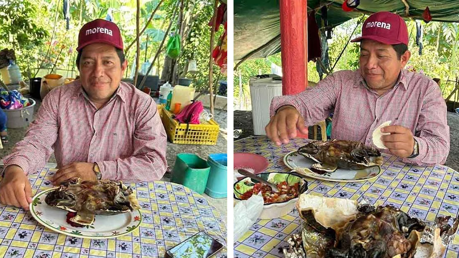 Antonio Silván compartió imágenes en las que se muestra comiendo al animal protegido