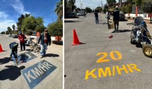 Pintan señalamientos viales en la calle, Tránsito busca prevenir accidentes en Navojoa