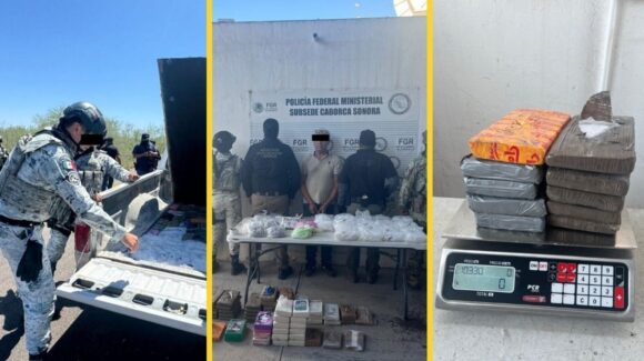 Golpe al crimen en Sonora: Guardia Nacional y Ejército aseguran más de 102 kilos de droga y armas