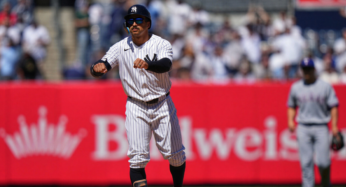 Trent Grisham conectó el batazo clave con el que Yankees vencieron a Texas y aseguraron su quinta serie consecutiva
