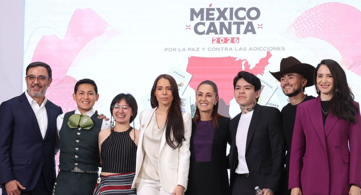 Junto a Majo Aguilar, Junior H y más artistas, Sheinbaum presenta 'México Canta 2'