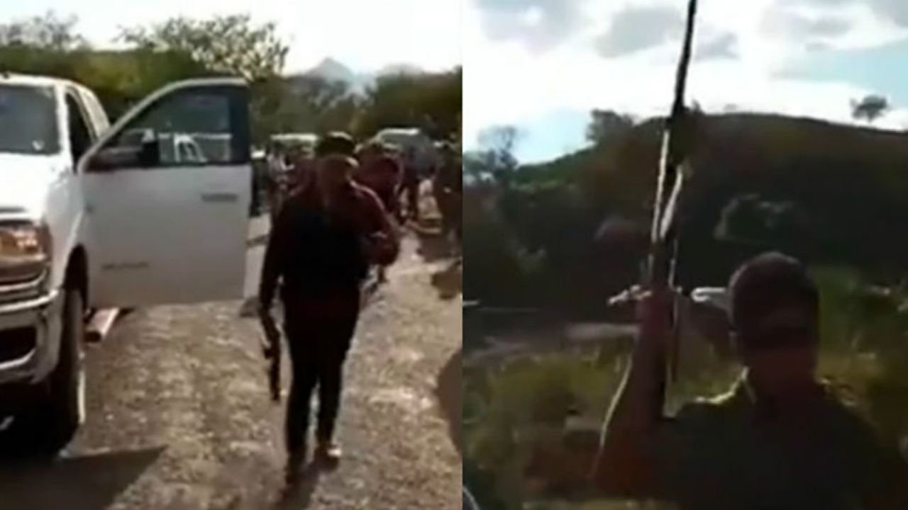 VIDEO: Convoy con ejército de sicarios de LNFM amenazan al CJNG