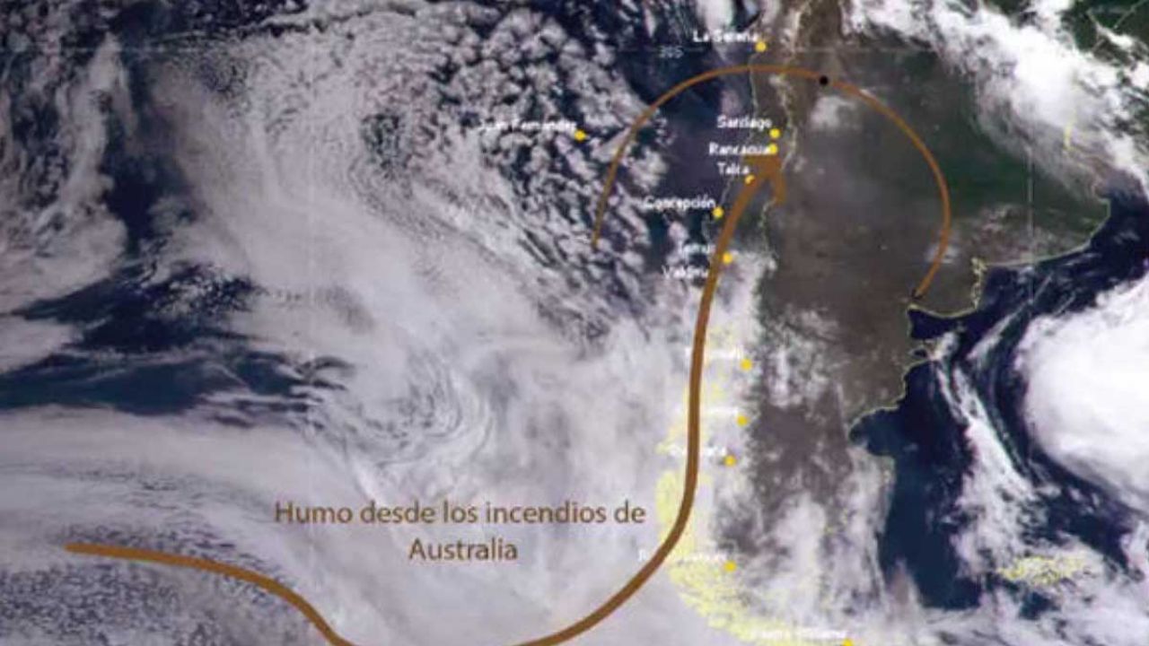 Los incendios de Australia provocan nubes de humo que llegan hasta Chile