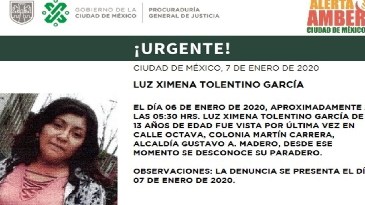 Ayuda a encontrar a Luz Ximena, de 13 años; presenta quemaduras en el brazo