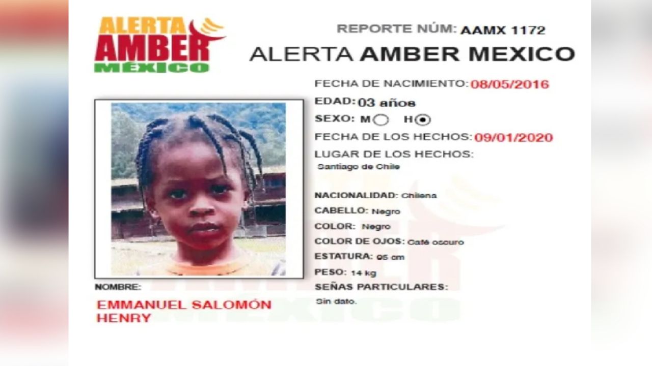 México emite Alerta Amber por Emmanuel, de 3 años, sustraído en Chile