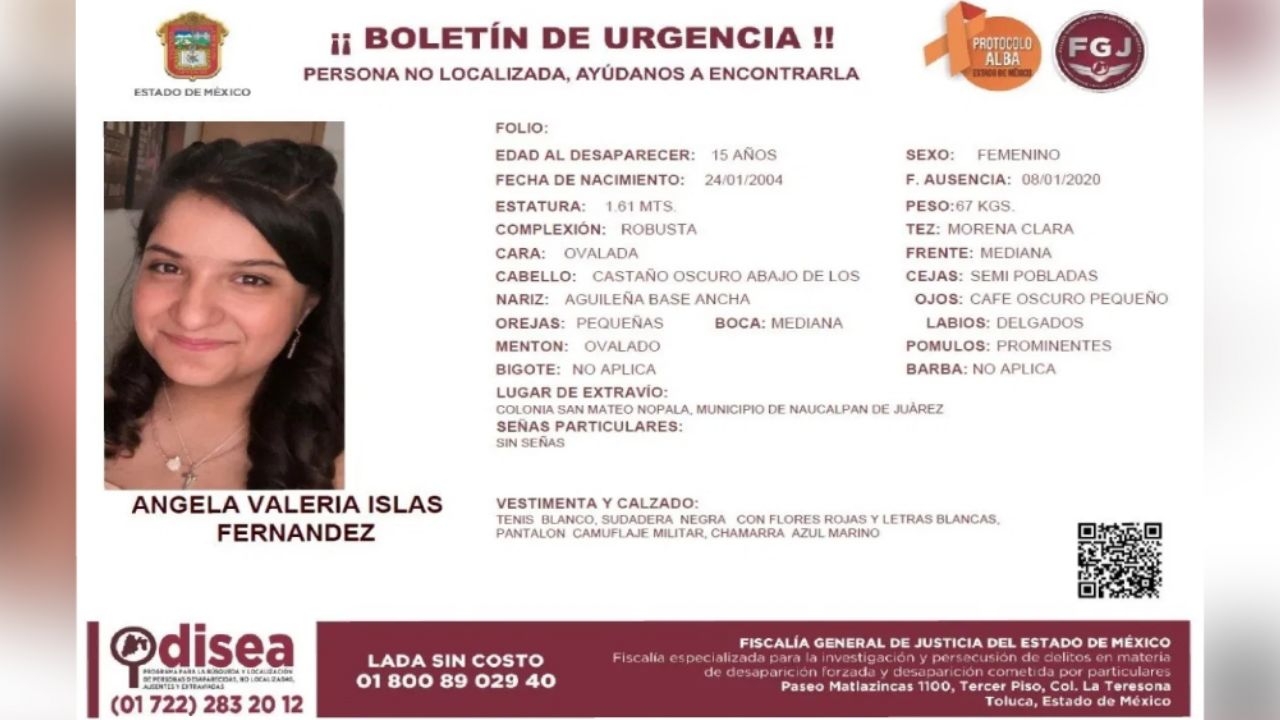 Edomex activa Alerta Amber por Ángela, de 15 años; estaba en Naucalpan