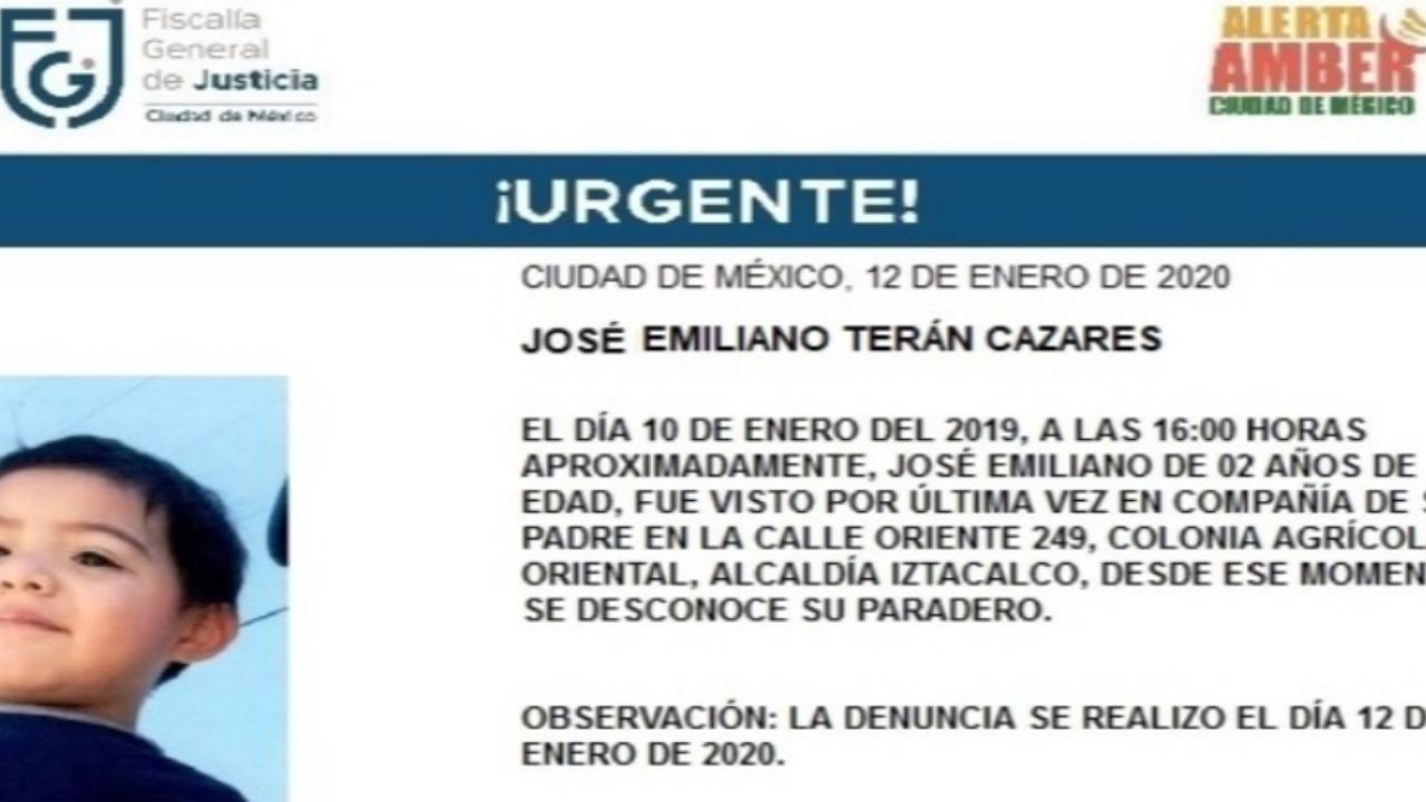 Con lunares en espalda y muslo, desaparece José, de 2 años en Iztacalco