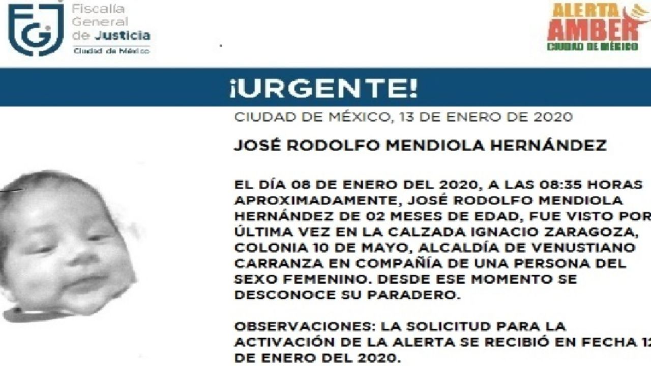 ¡Urgente! Desaparece José Rodolfo, bebé de 2 meses de nacido en la CDMX