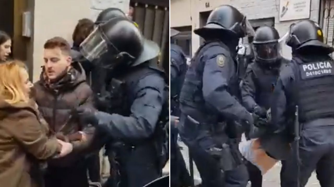 VIDEO: Vecinos protegen a un abuelo de ser desalojado por la Policía en España
