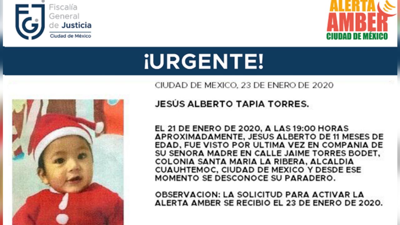 ¡Urgente! Con un overol gris, desaparece Jesús Alberto, de 11 meses en CDMX