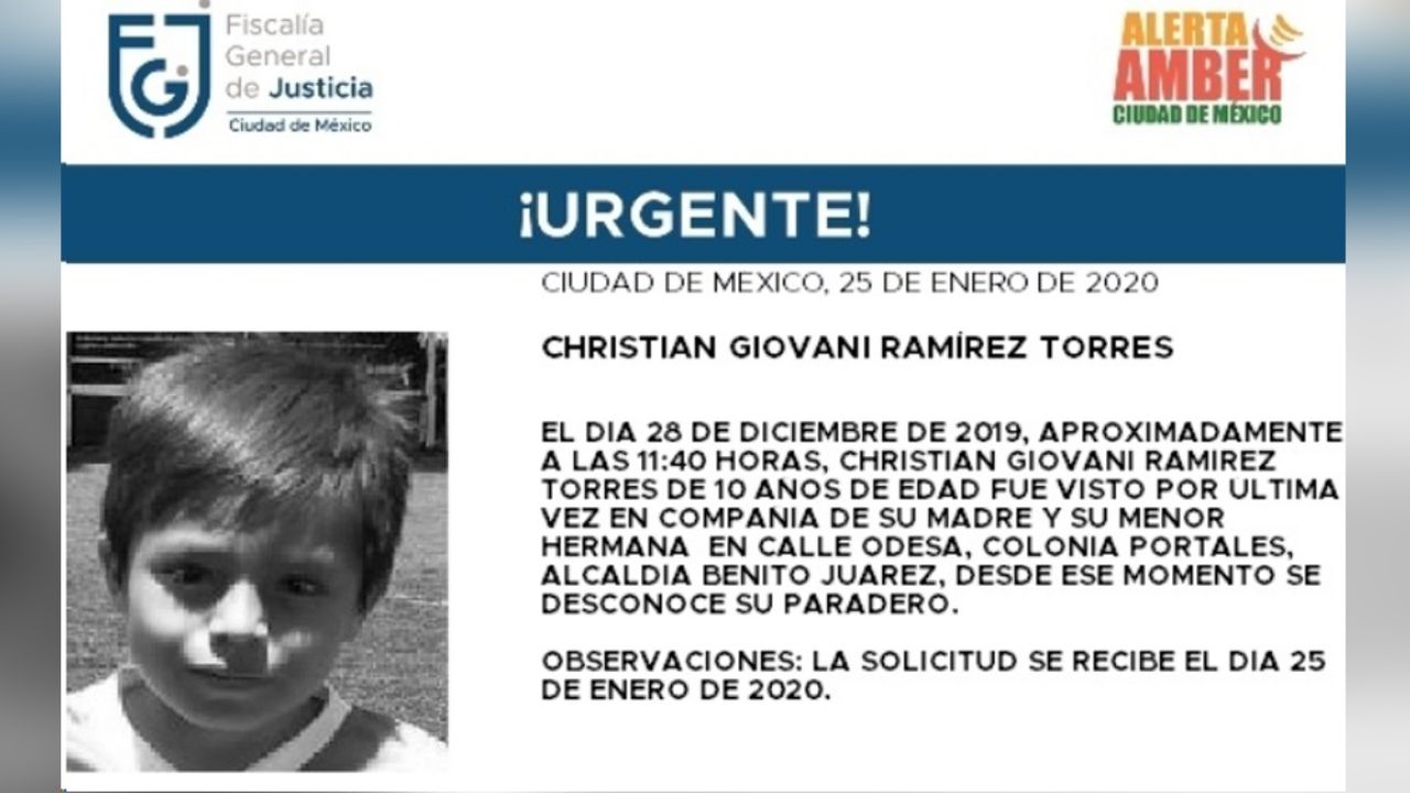 Desaparece Christian, de 10 años en CDMX; estaba con su madre y hermana