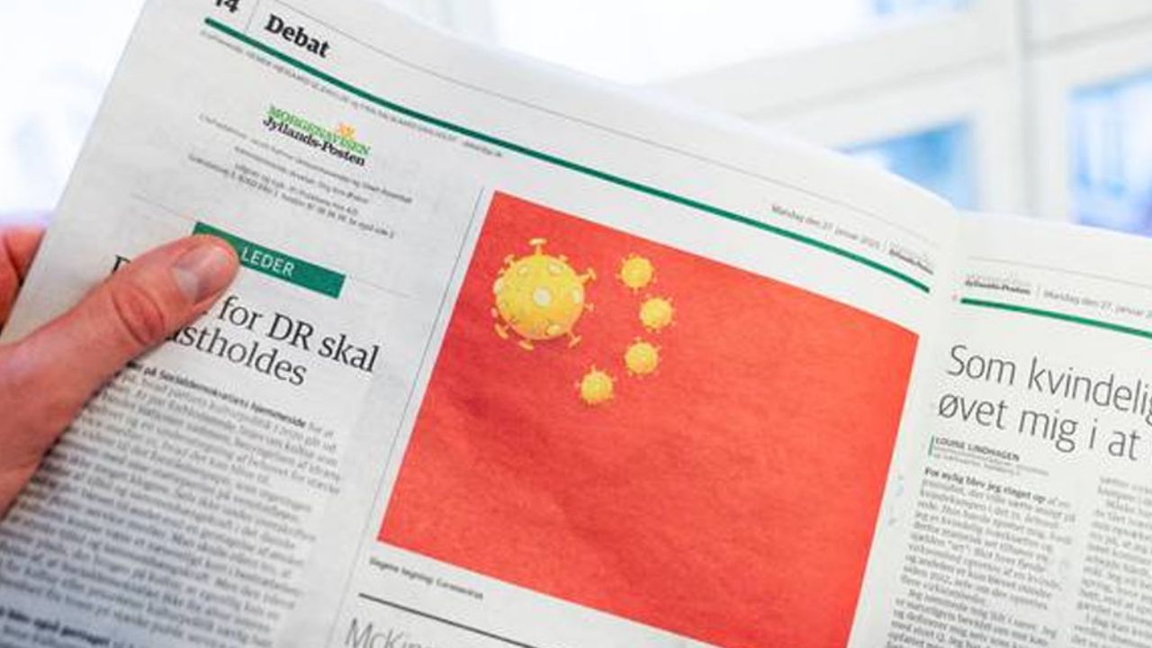 Diario danés dibuja coronavirus en bandera china; lo califican de “insulto”