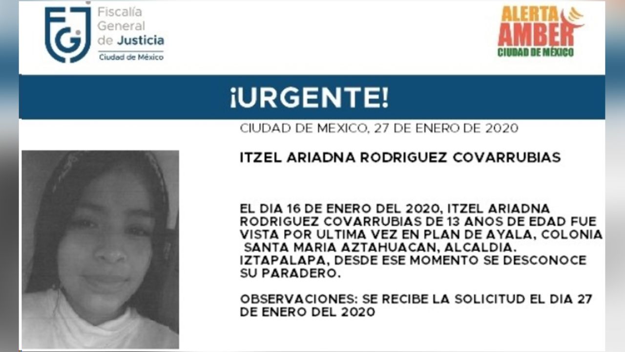 Desaparece Itzel Ariadna, de 13 años en Iztapalapa; tiene un lunar en el lagrimal