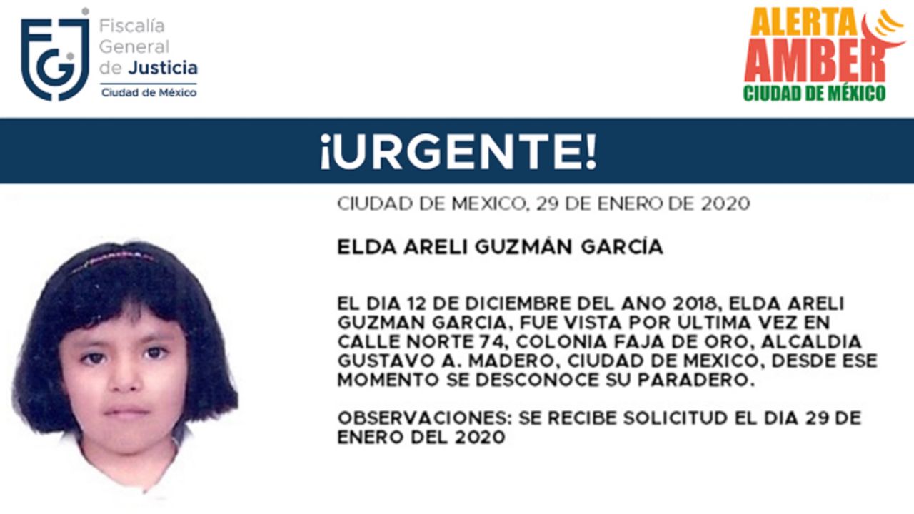Desaparece Elda Areli, de 8 años en la GAM; tenía zapatos ortopédicos