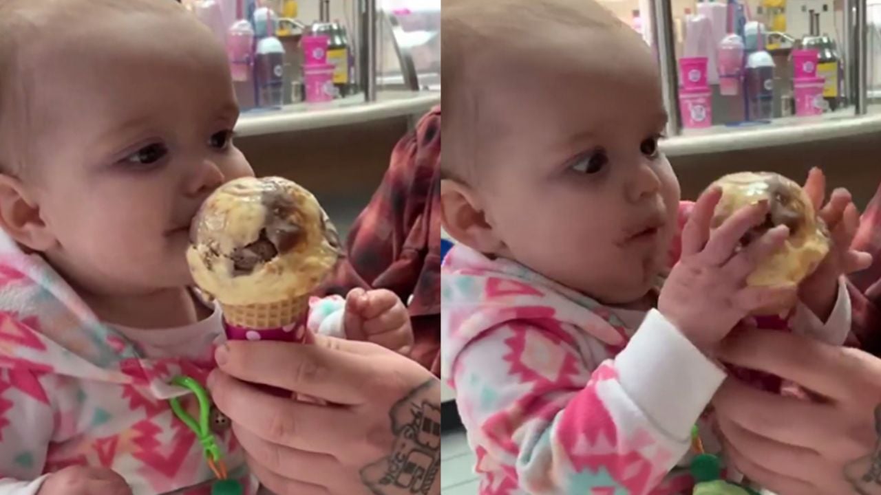 VIDEO: Bebé prueba por primera vez una nieve y esta es su divertida reacción