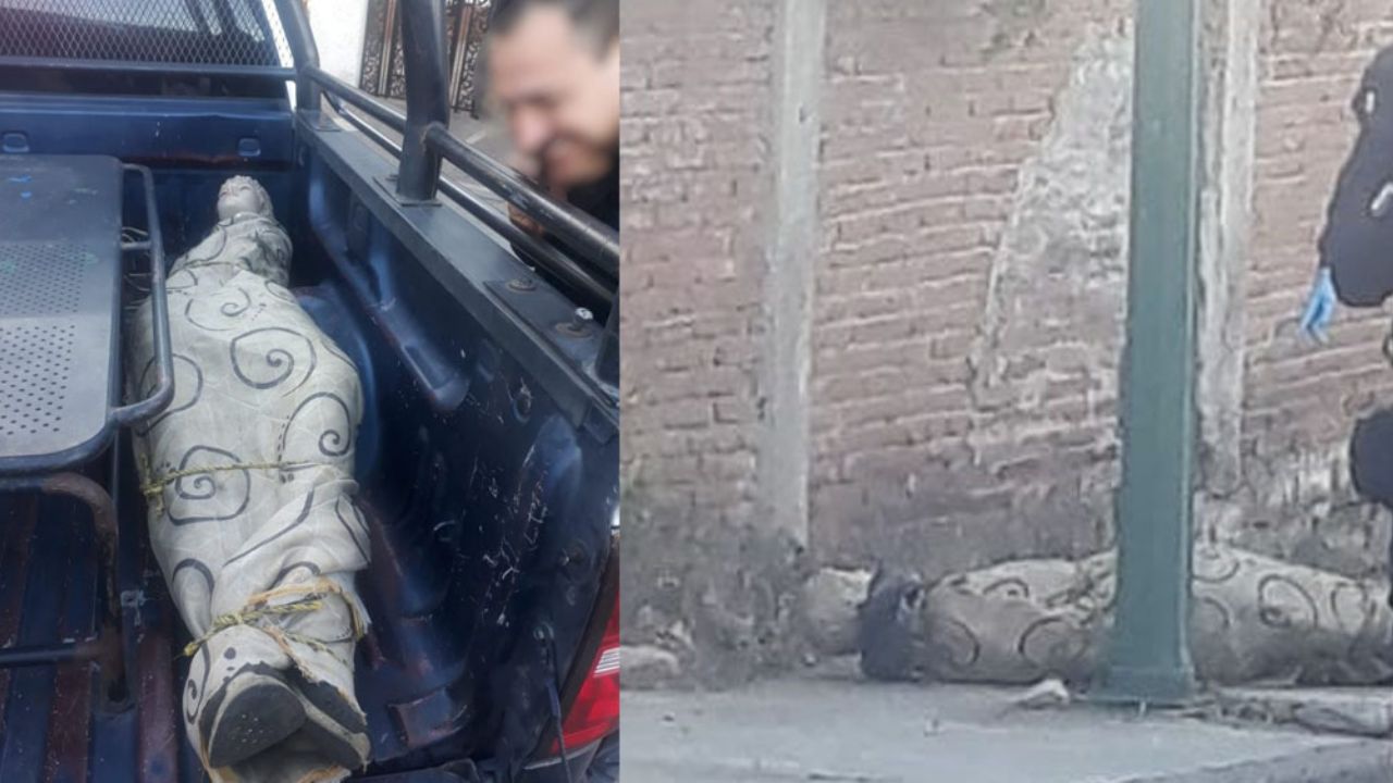 FOTO: Alerta en Culiacán por ‘cuerpo’ encobijado en plena calle; es un maniquí