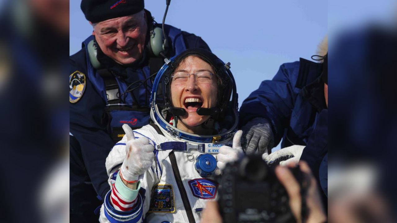 Tras casi un año en el espacio, Christina Koch tiene un emotivo reencuentro