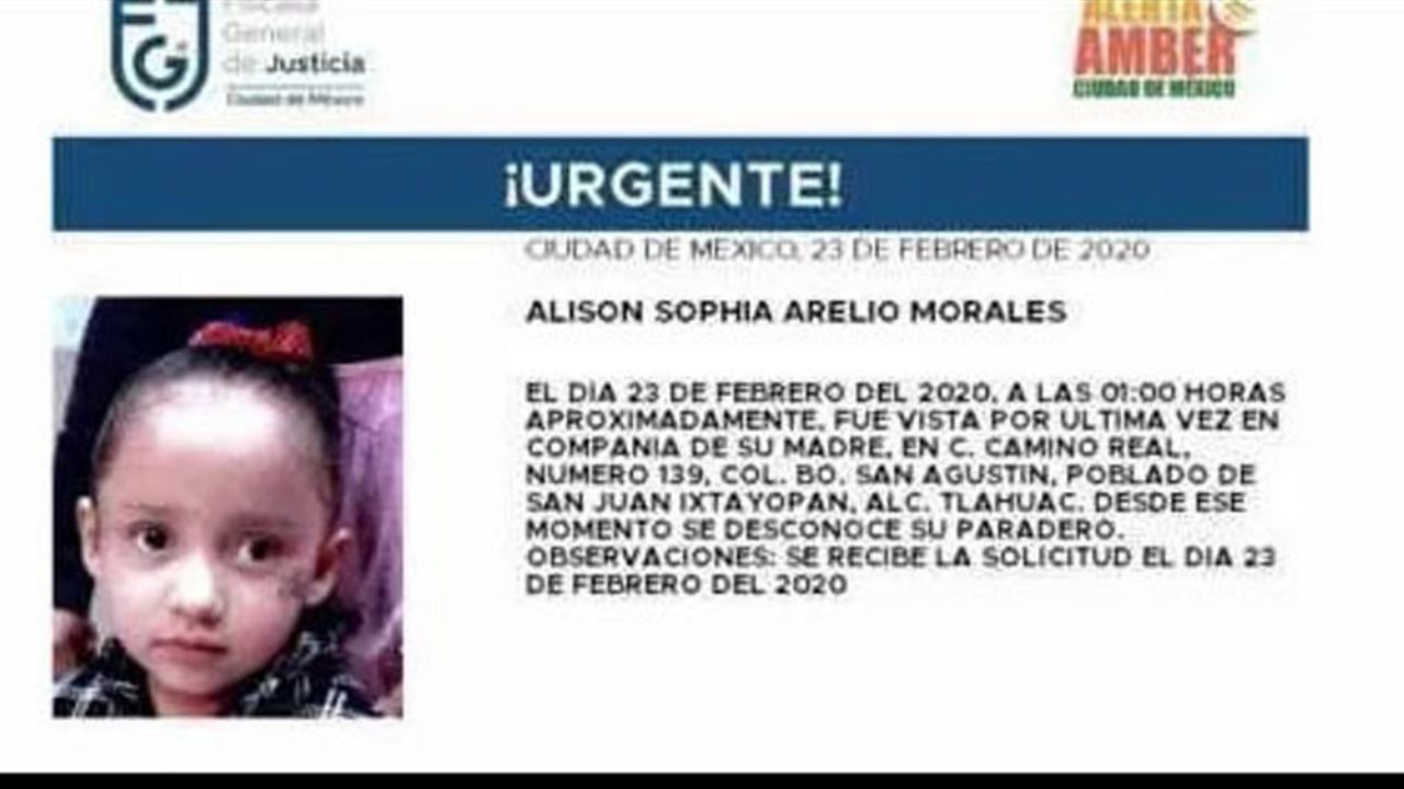 CDMX: Desaparece Alison, de 3 años, en la alcaldía donde hallaron a Fátima
