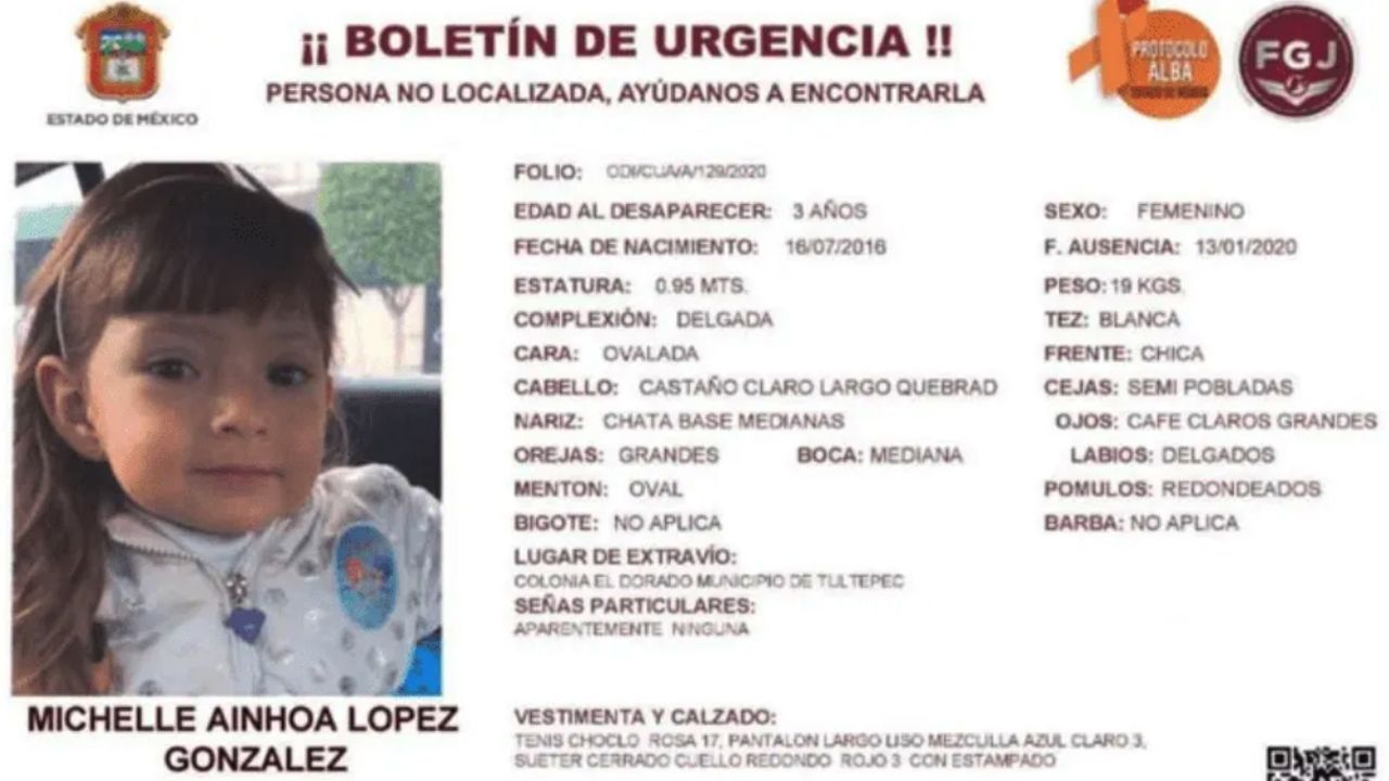 Desaparece Michelle Ainhoa de 3 años después de que su padre se la llevara