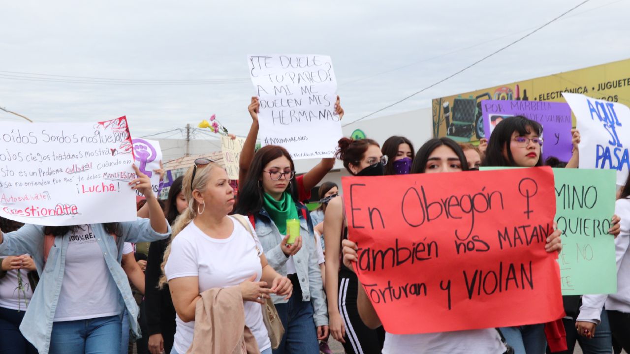 “En Obregón también pasa”: Mujeres marchan contra la violencia de género