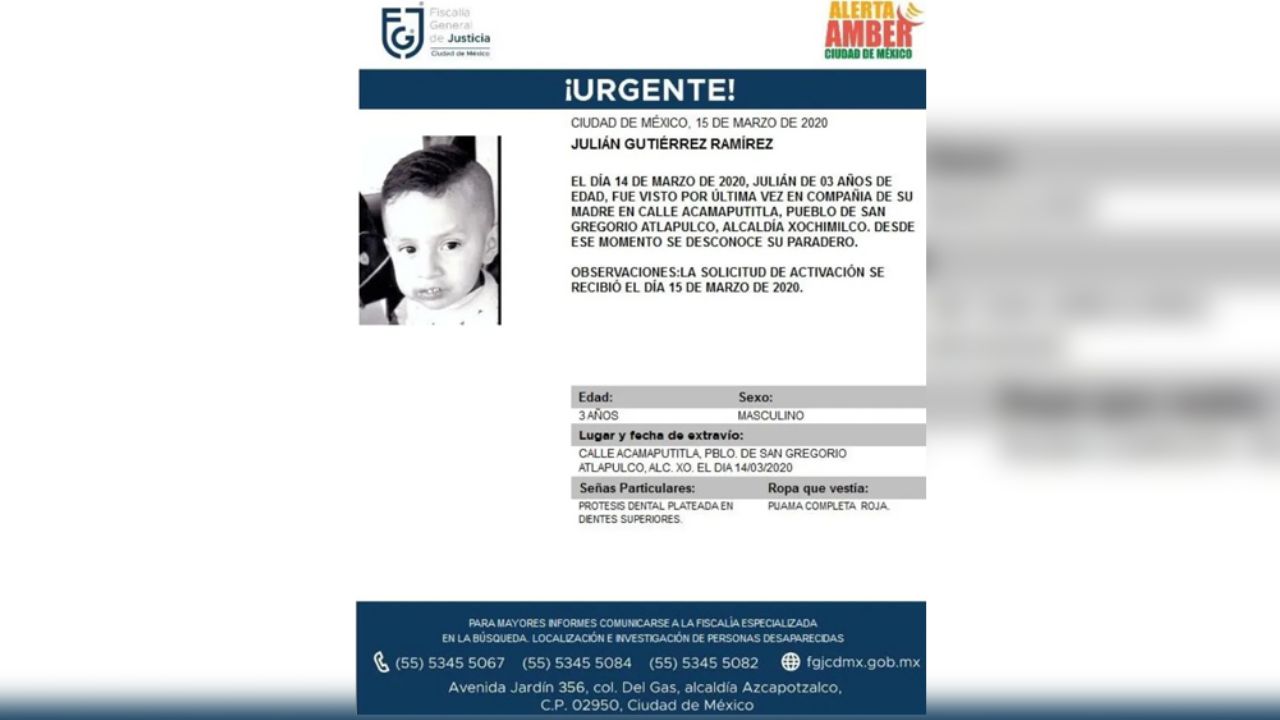 Desaparece el niño Julián Gutiérrez en CDMX; estaba con su madre