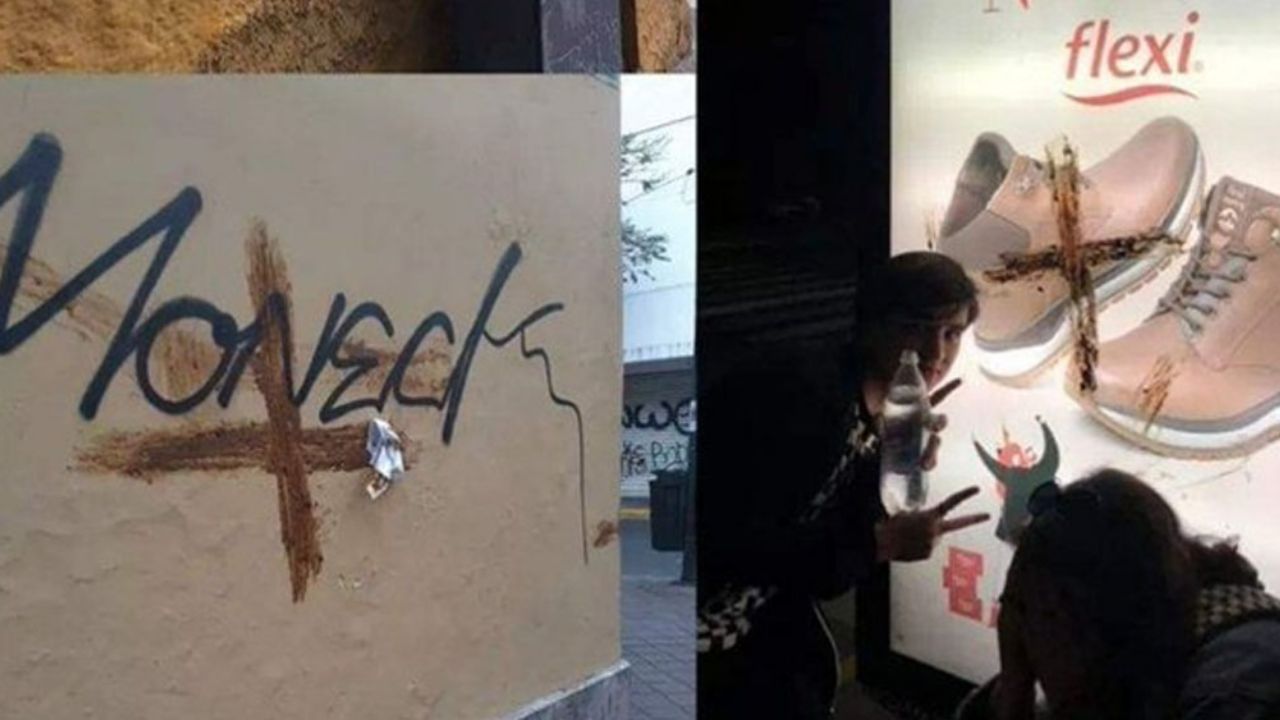 En plena crisis sanitaria por Covid-19, aparecen cruces hechas con excremento